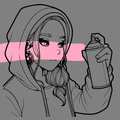 a realistic girl, spray painting