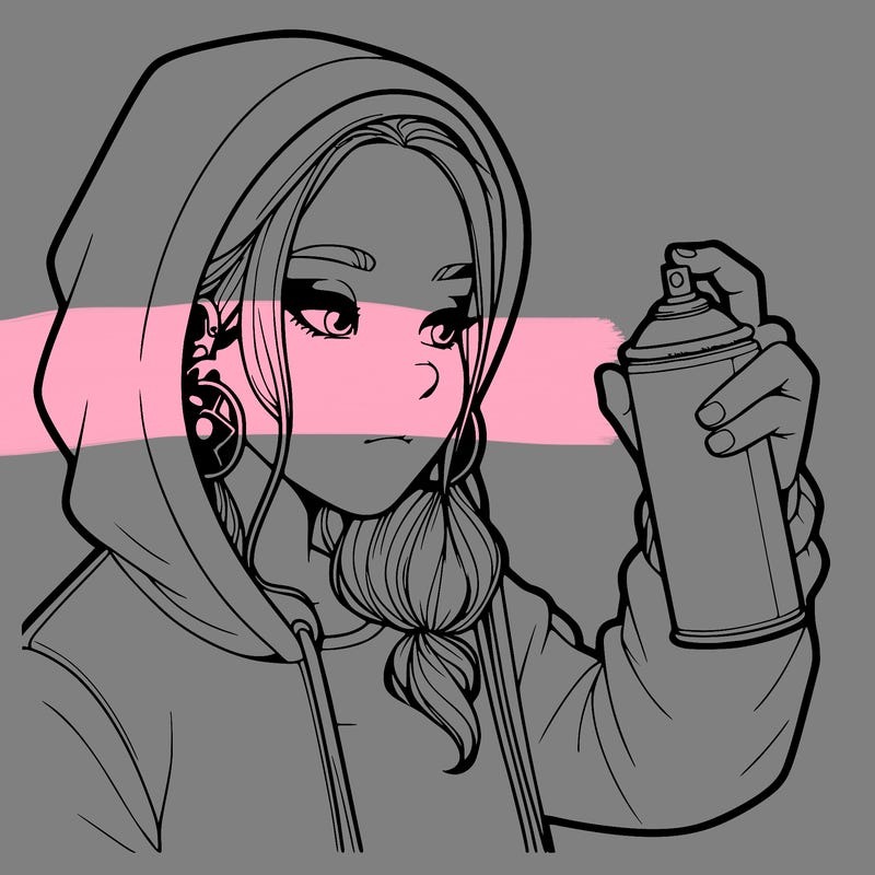 a realistic girl, spray painting