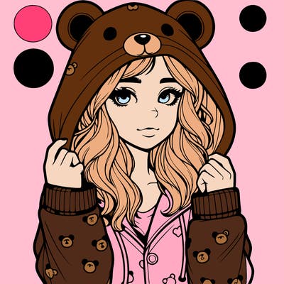 realistic girl in a animal pjs hoodie