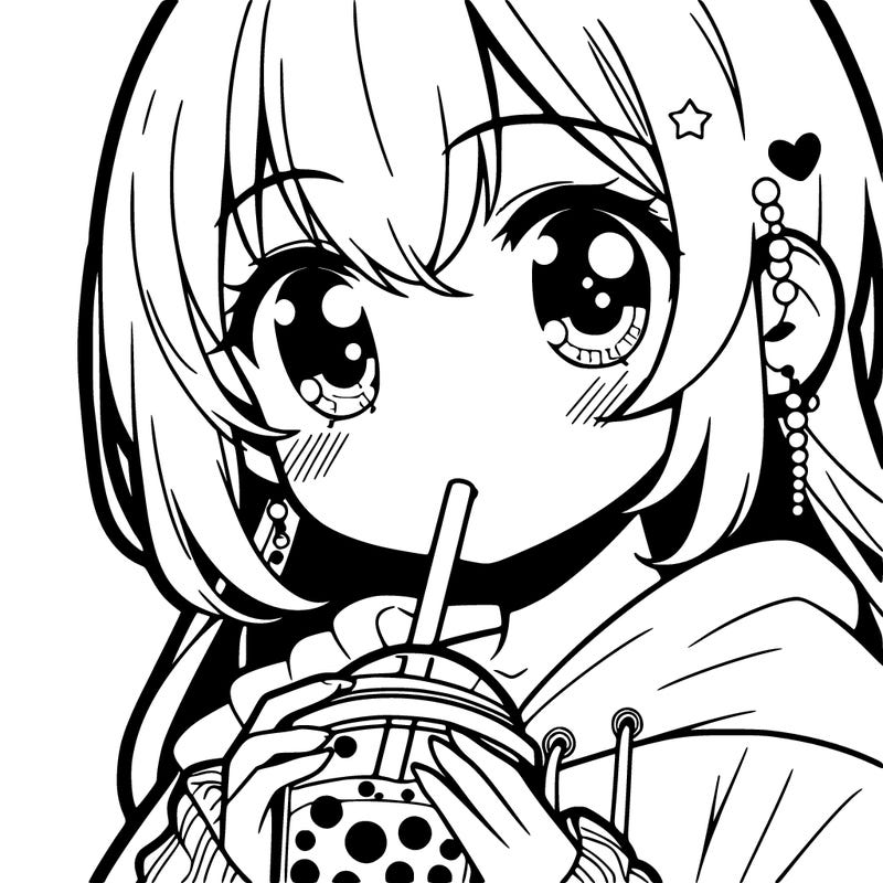 a anime drinking boba