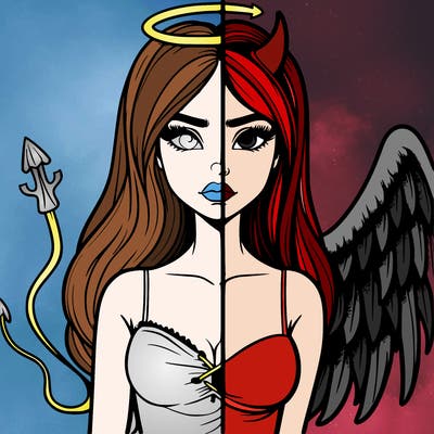 devil vs angel realistic girl