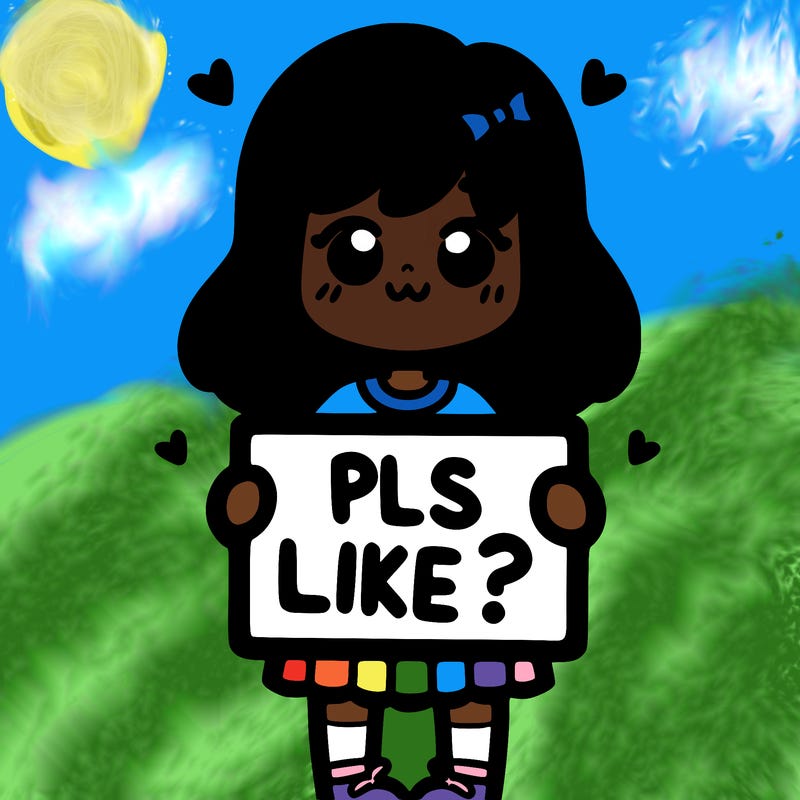 girl holding sign saying pls like?