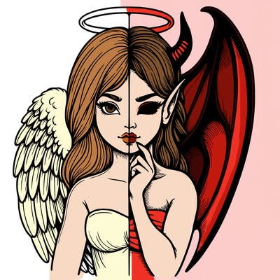 realistic angel half demon