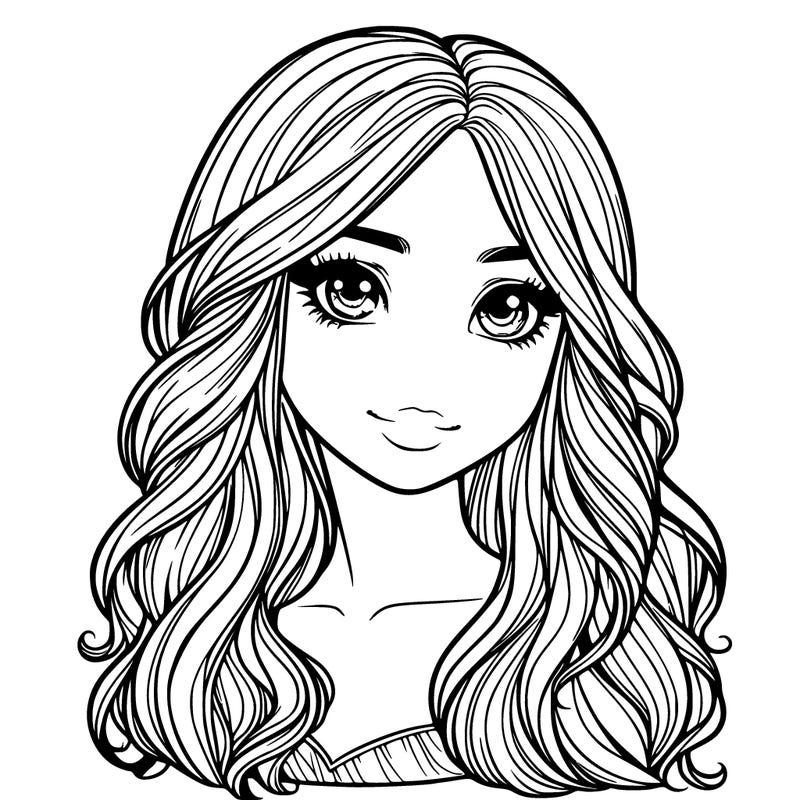 realistic girl with pretty hair