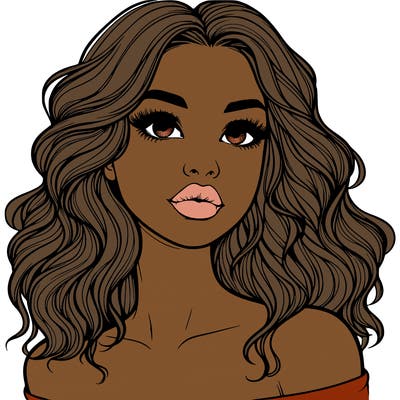 realistic girl with wavy hair and lips