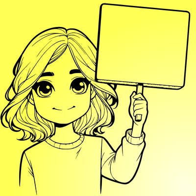 realistic girl holding up a sign
