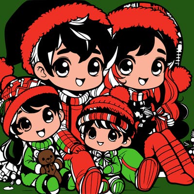 a cute family on christmas very realistic