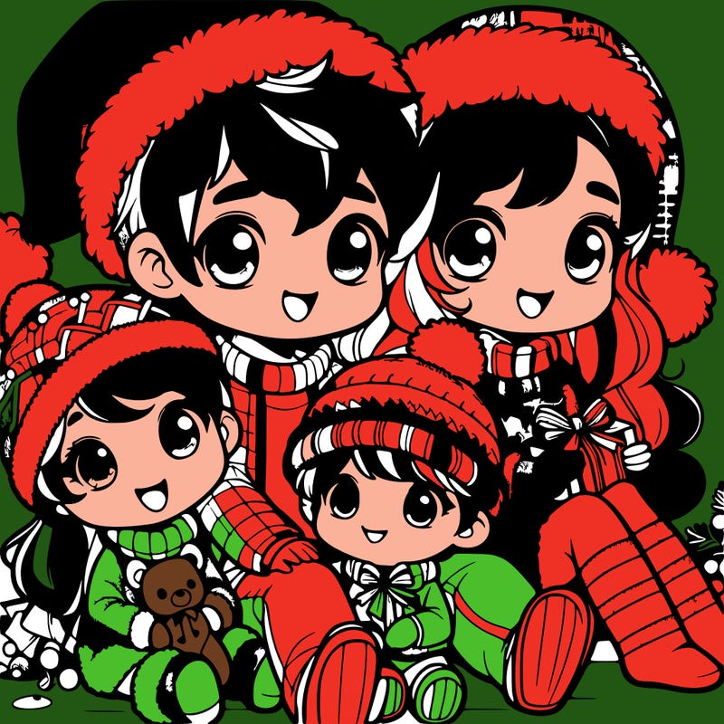 a cute family on christmas very realistic