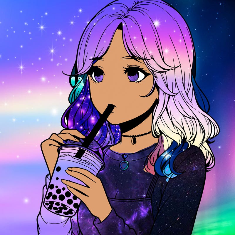 realistic girl drinking boba tea