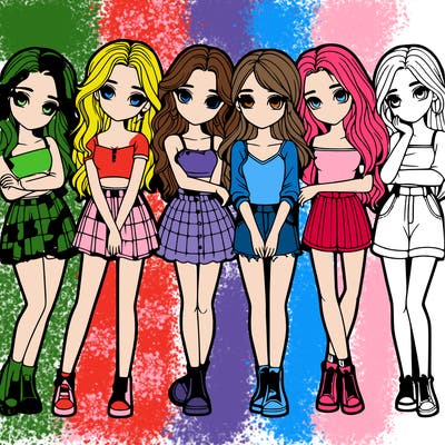 a group of girls realistic