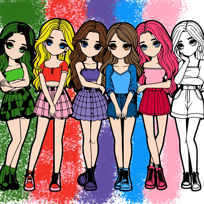 a group of girls realistic