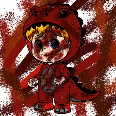 realistic boy in dinosaur costume