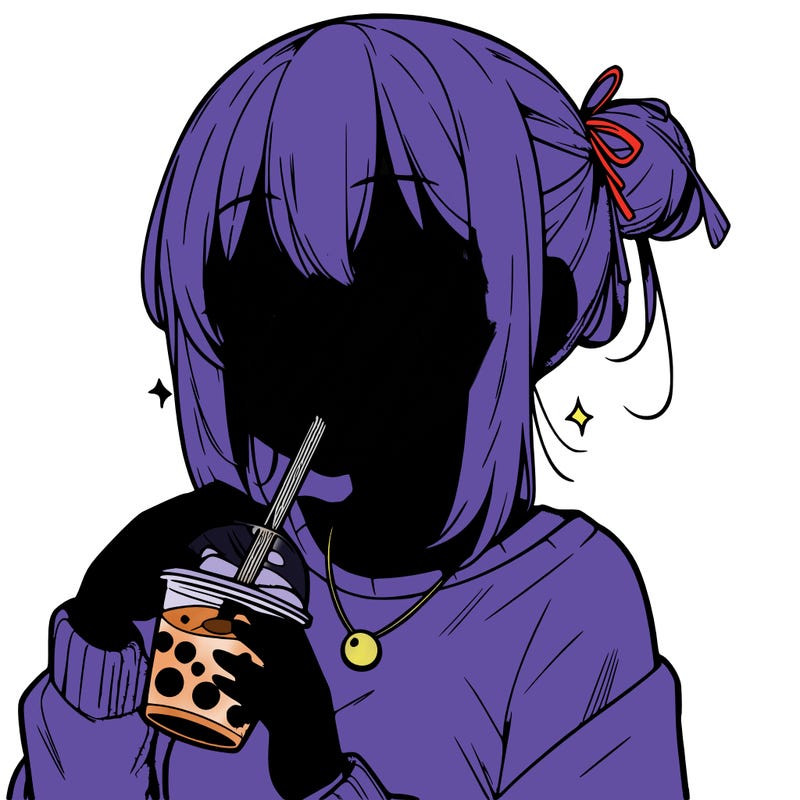 manga character drinking boba