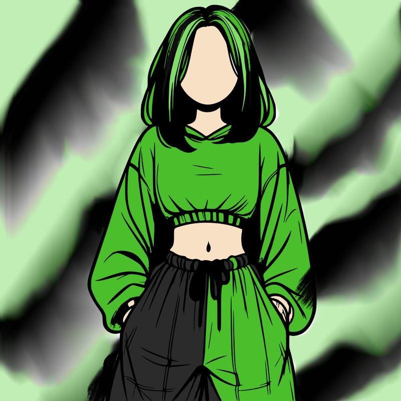 realistic girl faceless with baggy pants and a crop top