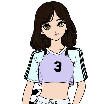 realistic girl wearing soccer jersey