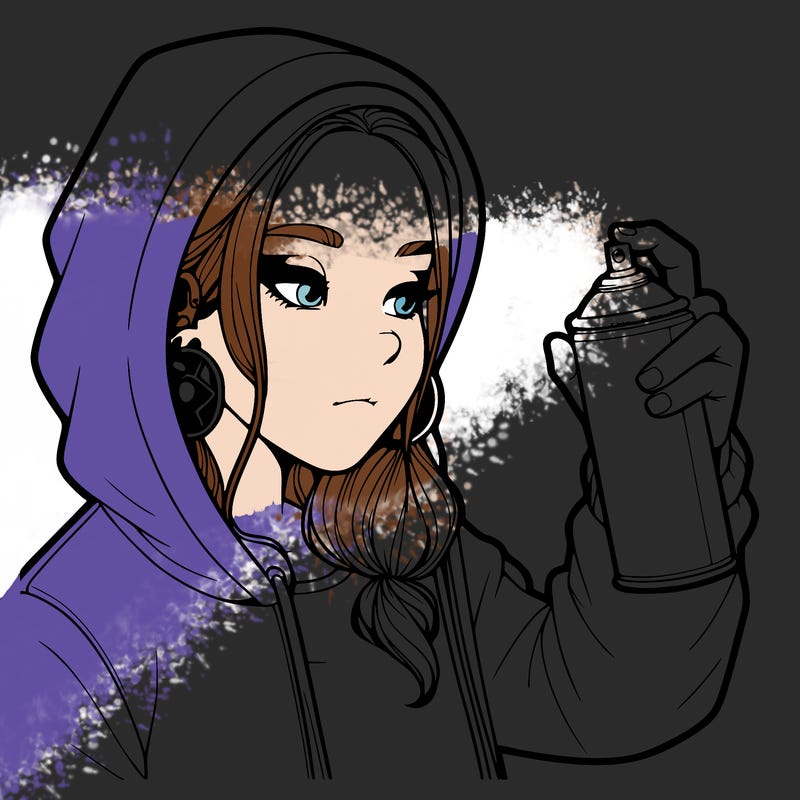 a realistic girl, spray painting