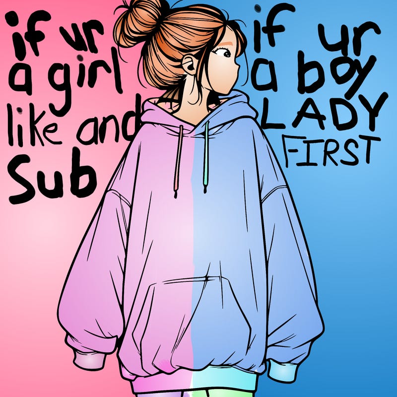 realistic girl with a oversized sweatshirt on and a bun