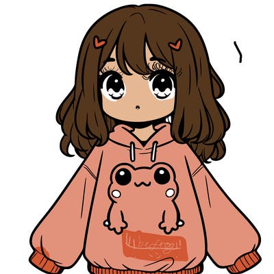 girl wearing frogging sweatshirt