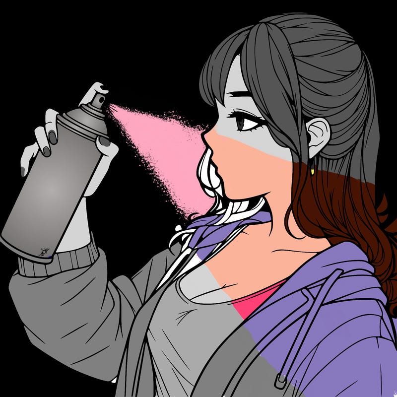 a realistic girl spray, painting