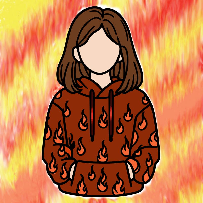 woman with fire hoodie