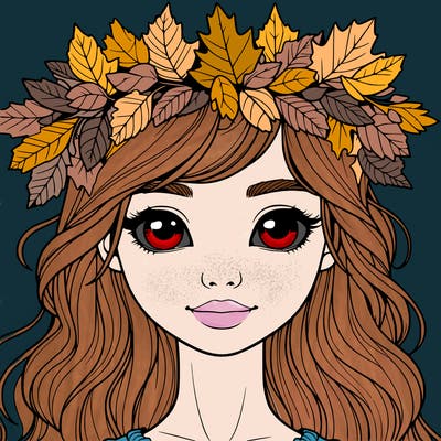 realistic girl with fall leaf crown