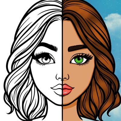 realistic girl split half