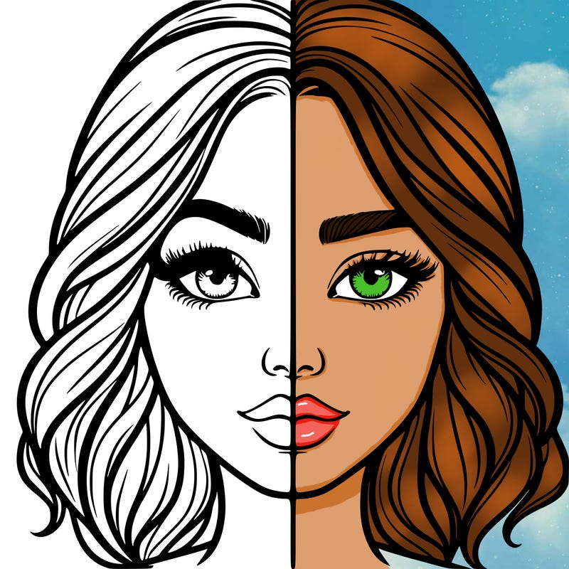 realistic girl split half