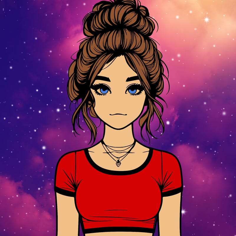 realistic girl with messy bun and croptop
