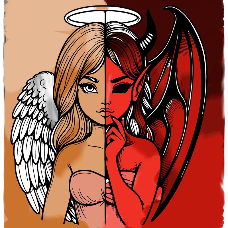 realistic angel half demon