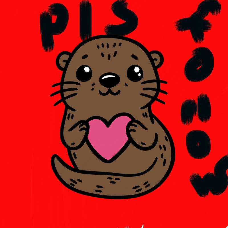 otter with a heart