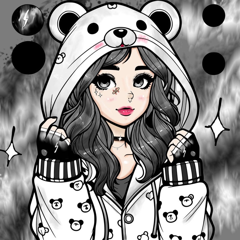 realistic girl in a animal pjs hoodie