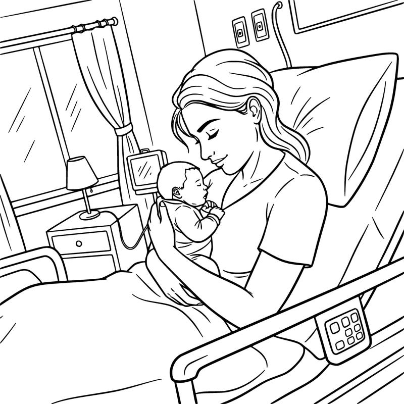 newborn baby at the hospital with mom