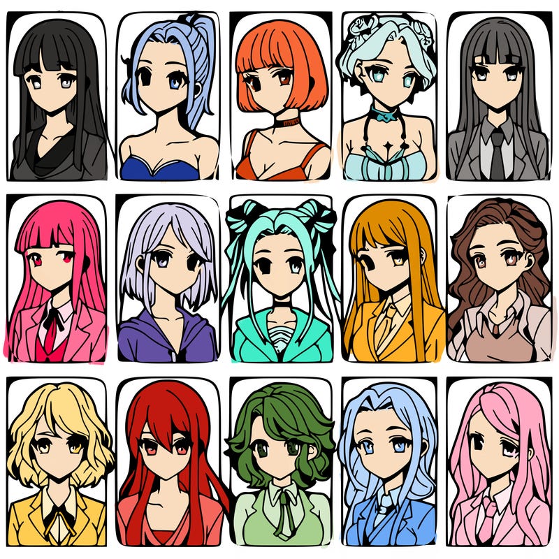 girls that look diffrent anime