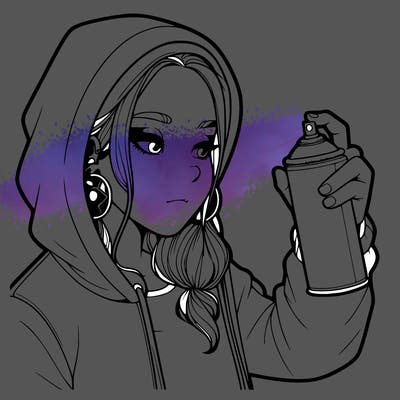 a realistic girl, spray painting