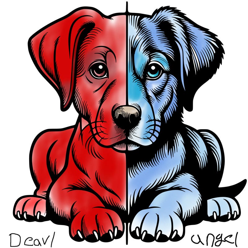 realistic dog split picture