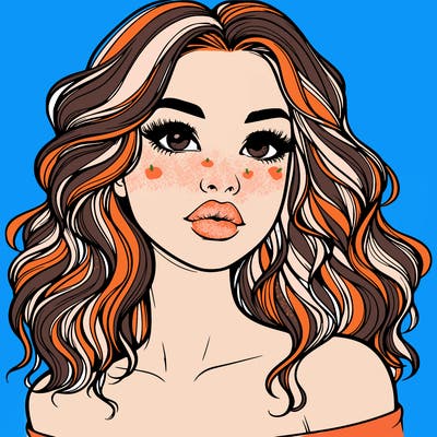 realistic girl with wavy hair and lips