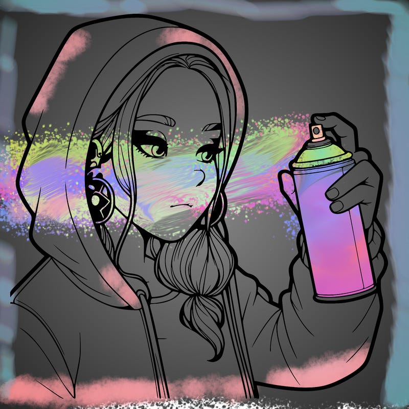 a realistic girl, spray painting