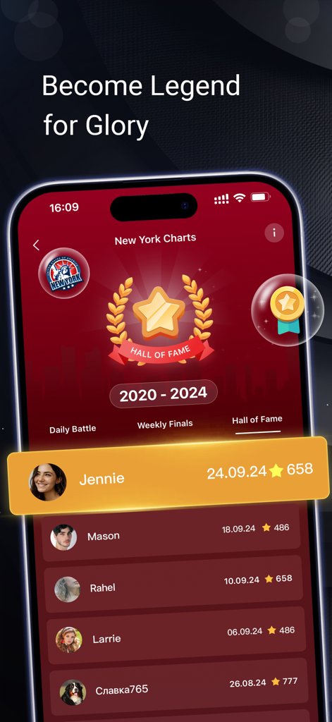 PokerUp: Social Poker - Tela de classificação do app de poker social PokerUp mostrando o Hall da Fama