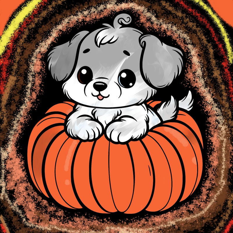 cute little puppy in a pumpkin