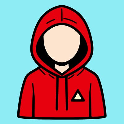 a person with non face waering a hoodie with a small triangle symbol