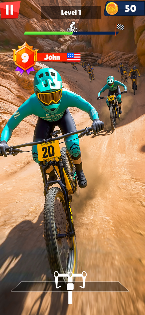 BMX Bike Games: Cycle Games 3D - Coureurs de BMX participant à une course dans un canyon désertique dans un jeu de cyclisme 3D