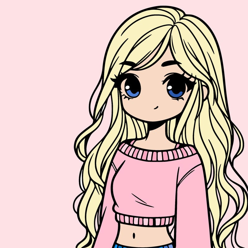 girl with long hair and a crop top with a sweater