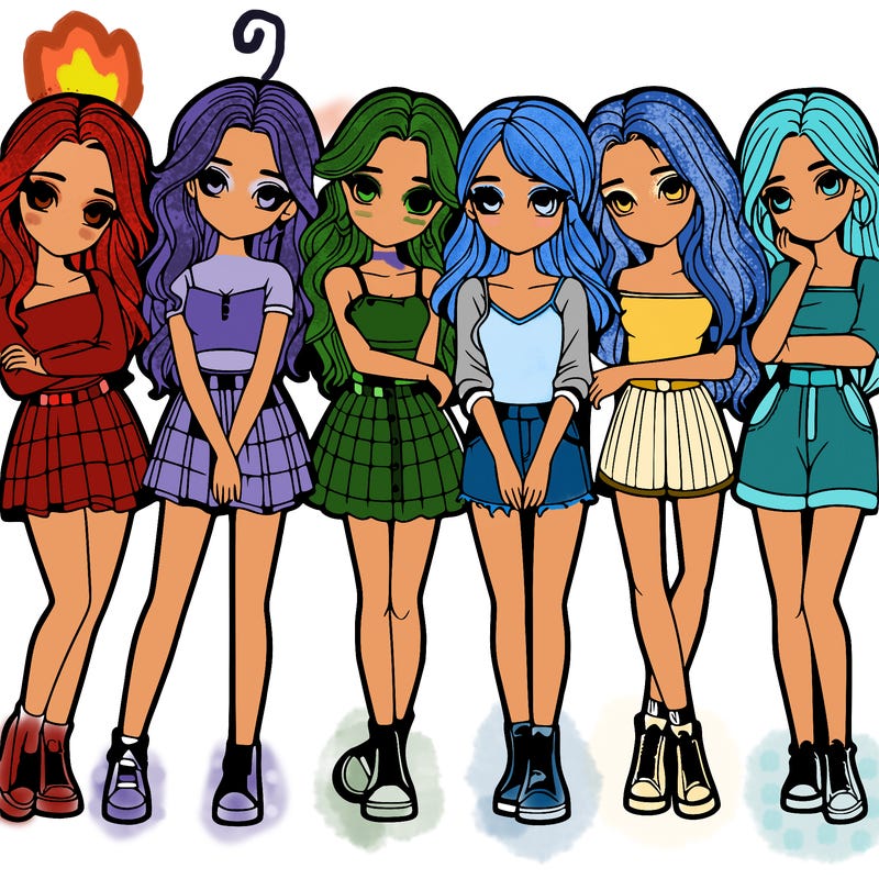 a group of girls realistic