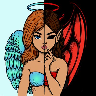 realistic angel half demon