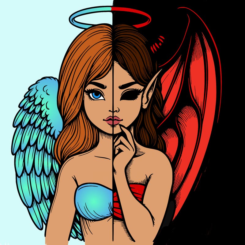 realistic angel half demon