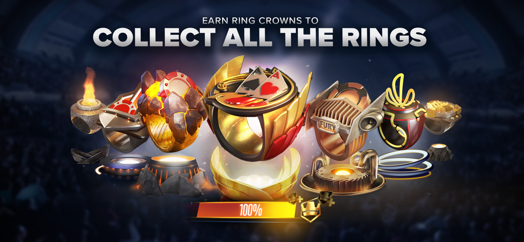 Poker Heat: Texas Holdem Games - Eine Sammlung verschiedener stilisierter Pokerringe, die Spieler in Poker Heat als Trophäen verdienen können