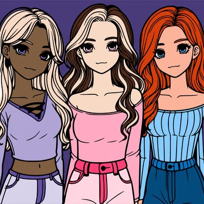 a group of realistic girls