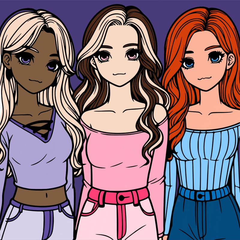 a group of realistic girls