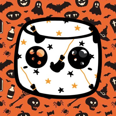 marshmallow with cute eyes