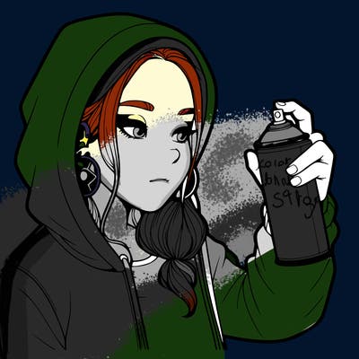 a realistic girl, spray painting